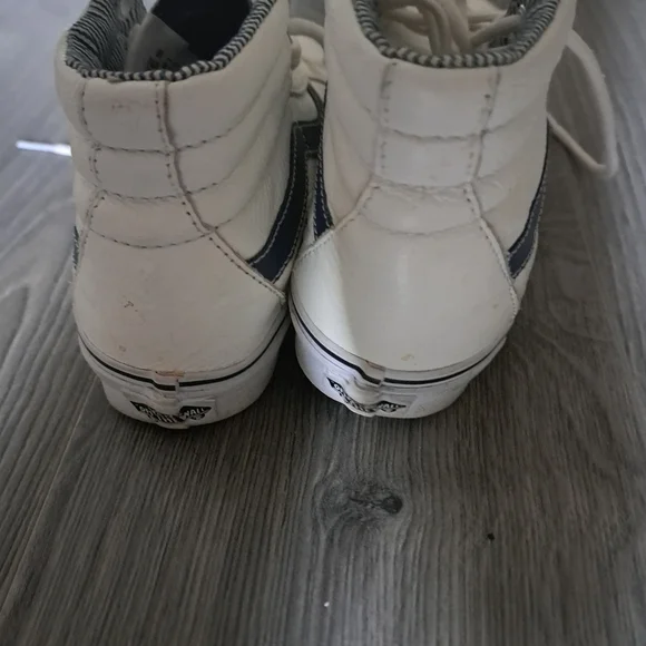 Vans OFF THE WALL supple leather HI TOP white skateboard shoes sneakers UNISEX - Picture 7 of 13